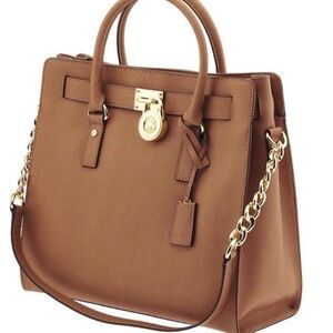 Michael Kors Brown and Gold Structured Satchel